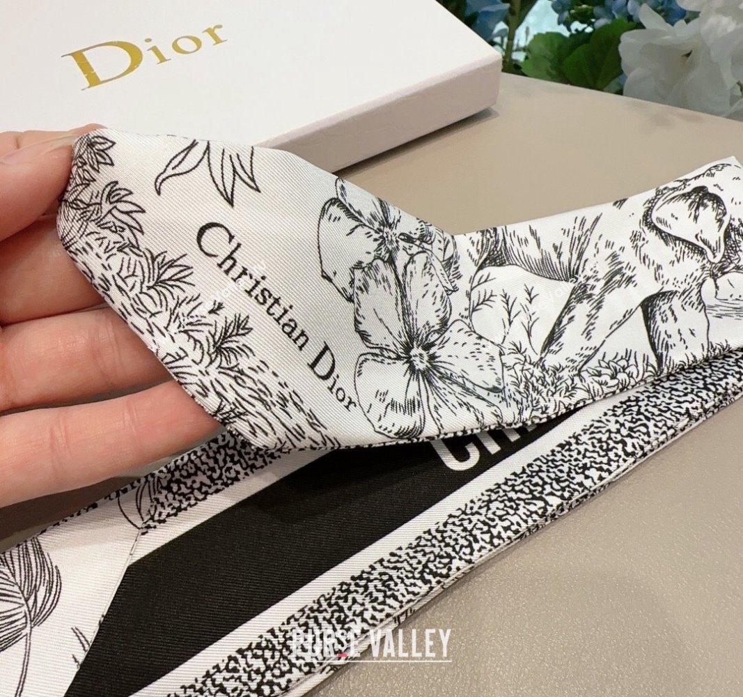 Dior Silk Bandeau Scarf 6x100cm Black 2024 0304 (XMN-240304039)