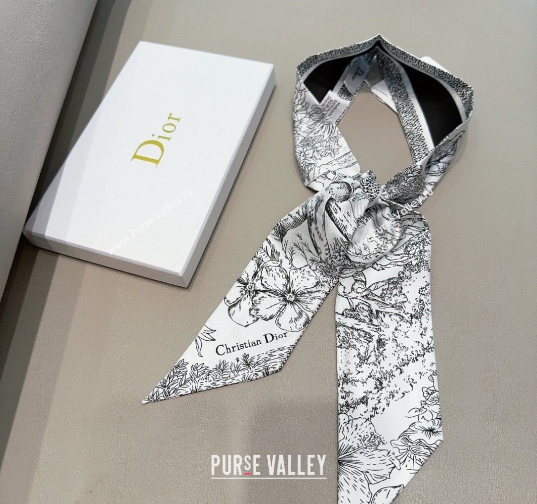 Dior Silk Bandeau Scarf 6x100cm Black 2024 0304 (XMN-240304039)
