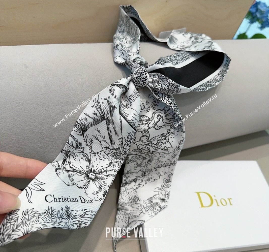 Dior Silk Bandeau Scarf 6x100cm Black 2024 0304 (XMN-240304039)