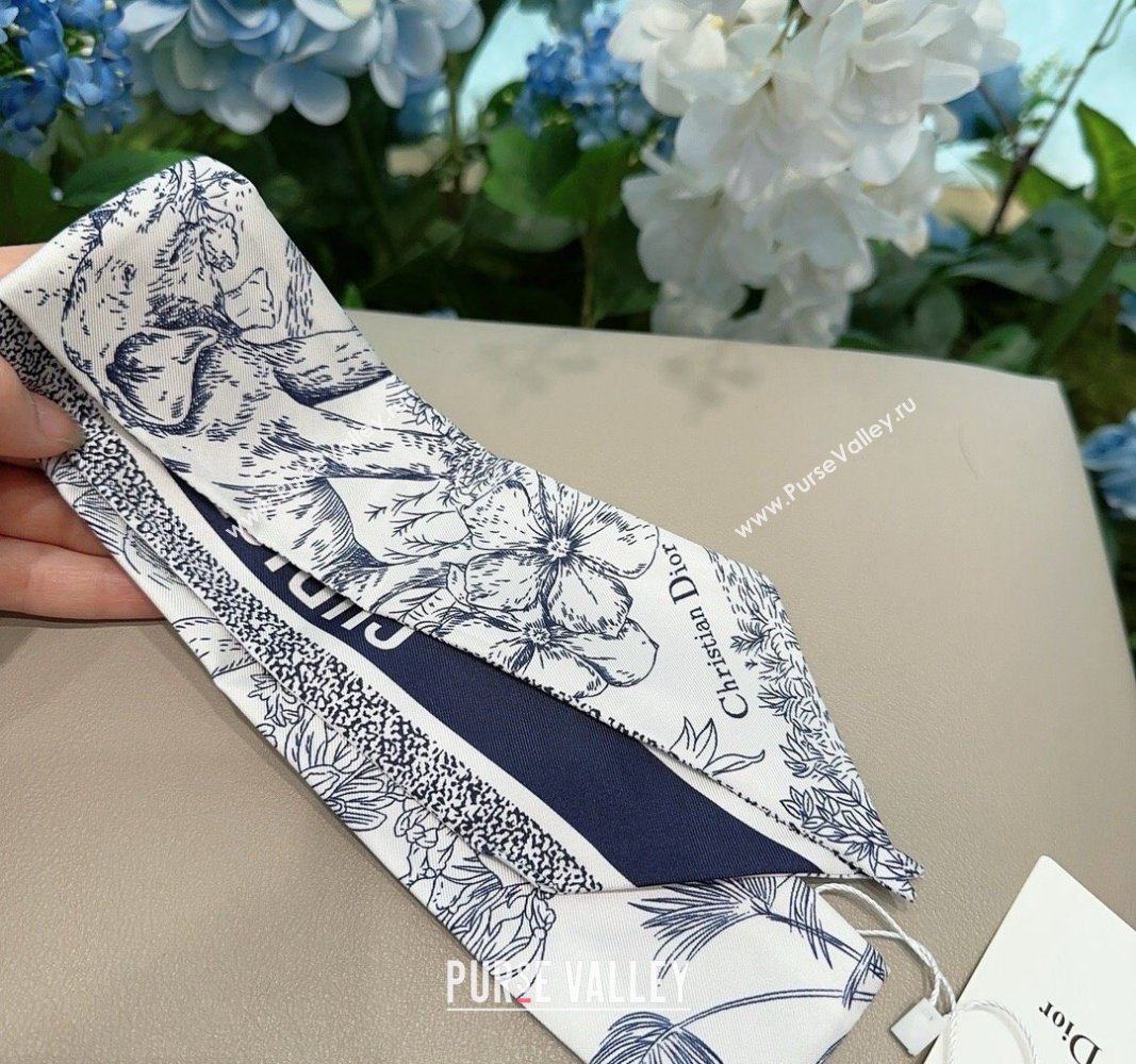 Dior Silk Bandeau Scarf 6x100cm Blue 2024 0304 (XMN-240304040)