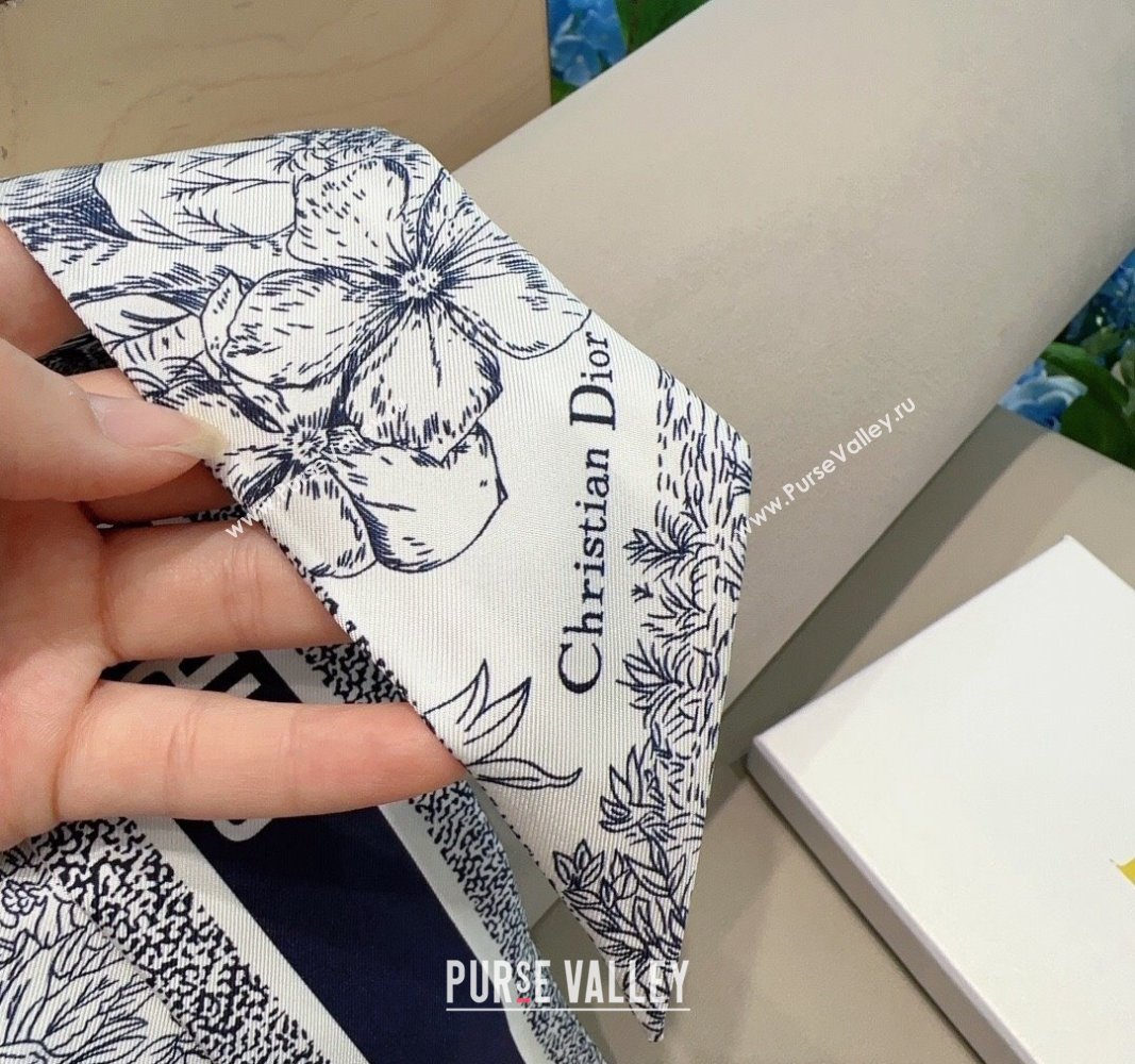 Dior Silk Bandeau Scarf 6x100cm Blue 2024 0304 (XMN-240304040)