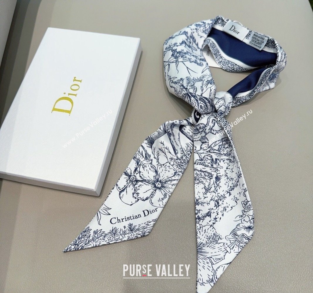 Dior Silk Bandeau Scarf 6x100cm Blue 2024 0304 (XMN-240304040)