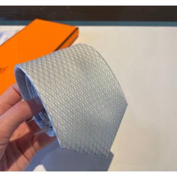 Hermes Quilted Silk Tie White 2024 030401 (XMN-240304109)