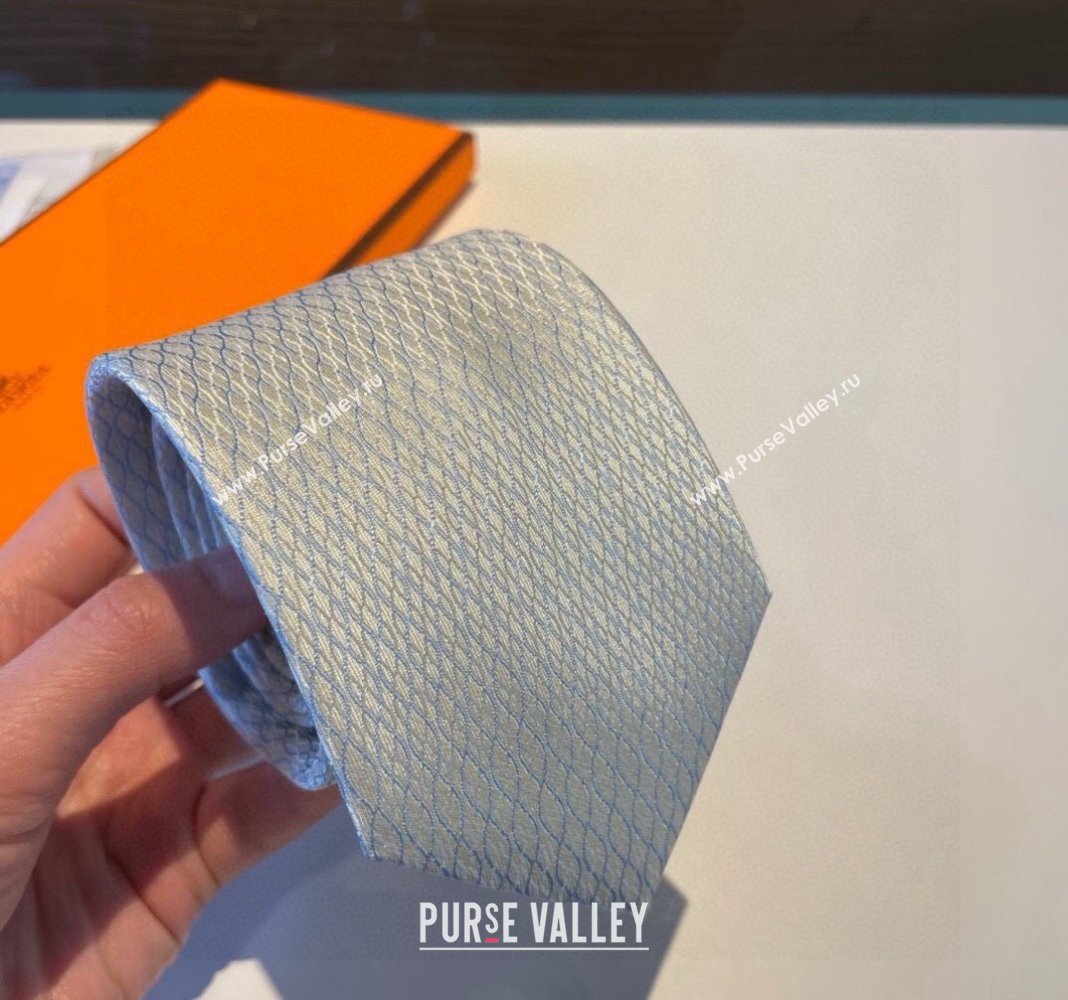 Hermes Quilted Silk Tie White 2024 030401 (XMN-240304109)