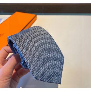 Hermes Quilted Silk Tie Blue 2024 030401 (XMN-240304110)
