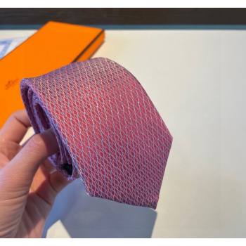 Hermes Quilted Silk Tie Pink 2024 030401 (XMN-240304111)