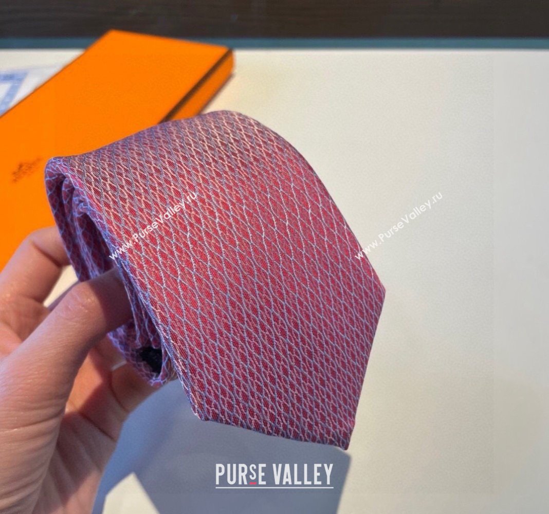 Hermes Quilted Silk Tie Pink 2024 030401 (XMN-240304111)