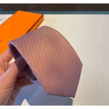 Hermes Quilted Silk Tie Orange 2024 030401 (XMN-240304112)