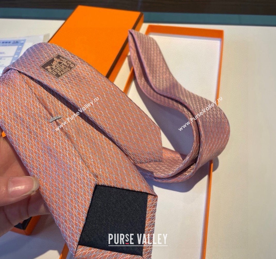 Hermes Quilted Silk Tie Orange 2024 030401 (XMN-240304112)