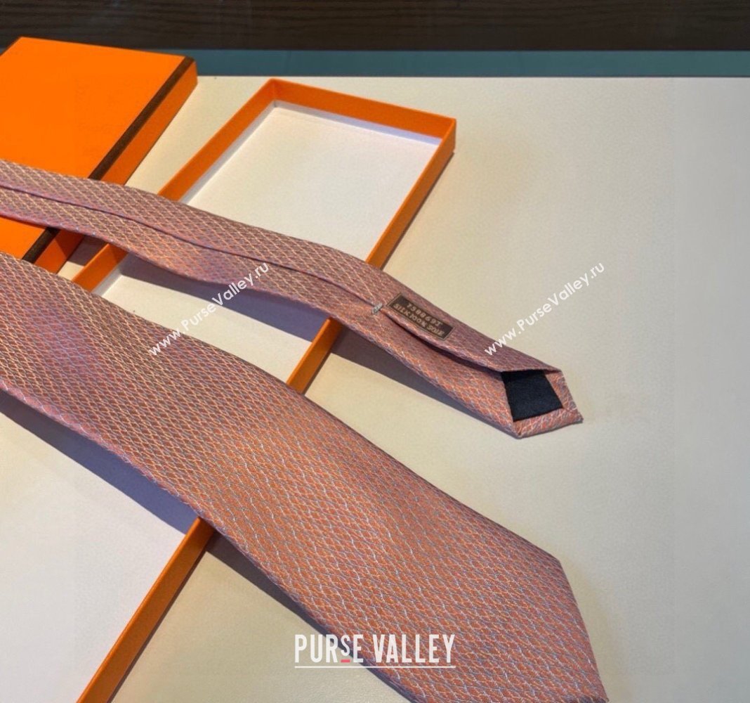 Hermes Quilted Silk Tie Orange 2024 030401 (XMN-240304112)