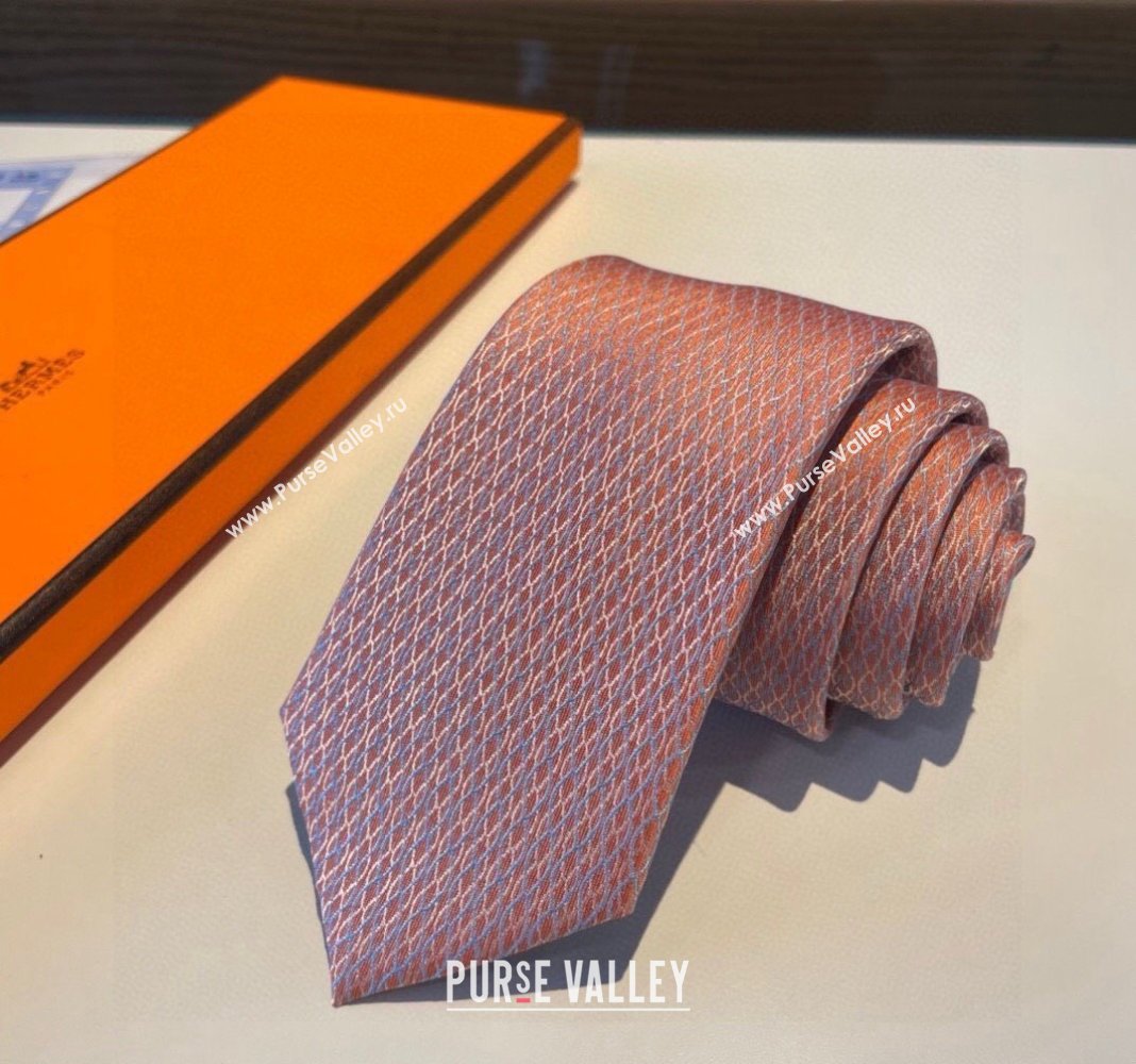 Hermes Quilted Silk Tie Orange 2024 030401 (XMN-240304112)