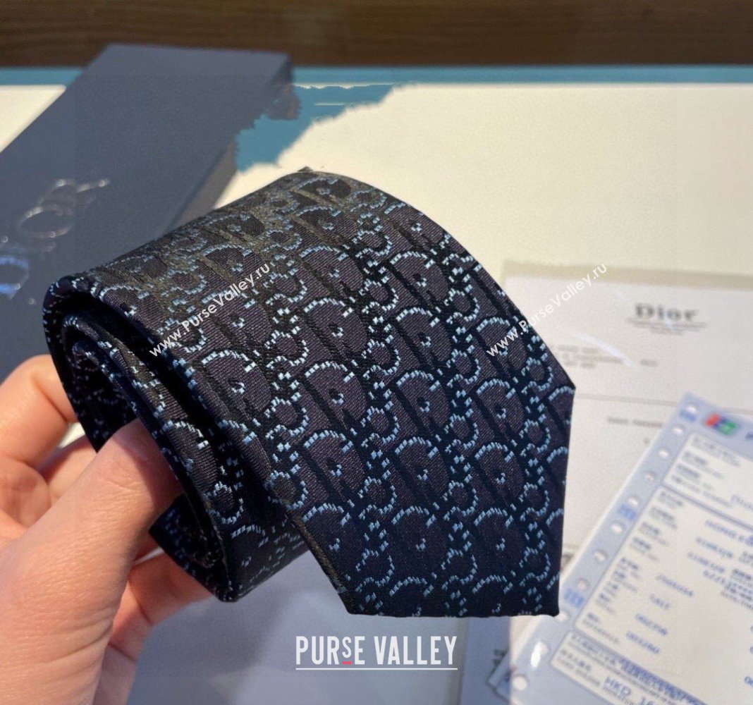 Dior Maxi Oblique Silk Tie Blue 2 2024 030401 (XMN-240304113)