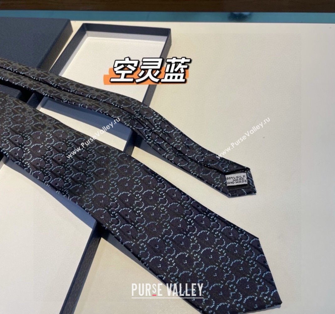 Dior Maxi Oblique Silk Tie Blue 2 2024 030401 (XMN-240304113)