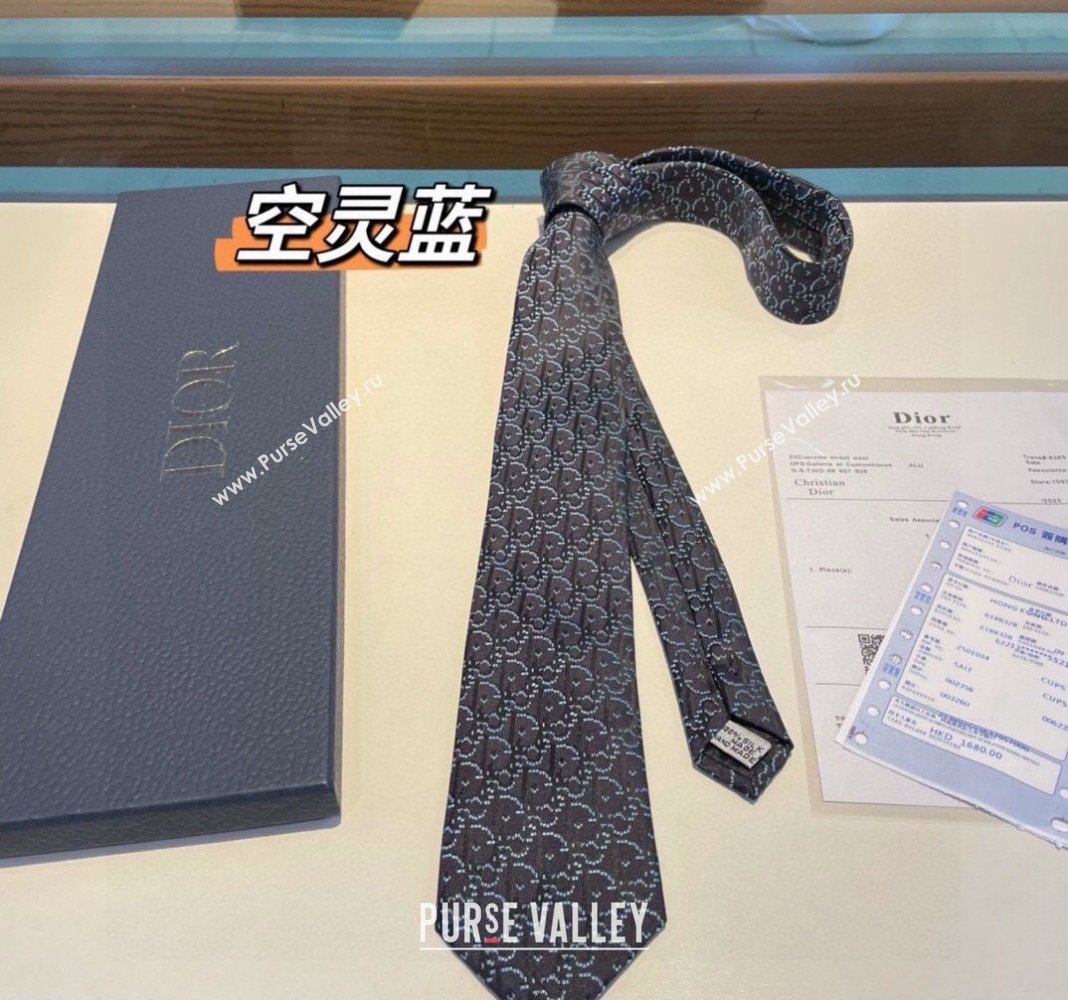 Dior Maxi Oblique Silk Tie Blue 2 2024 030401 (XMN-240304113)