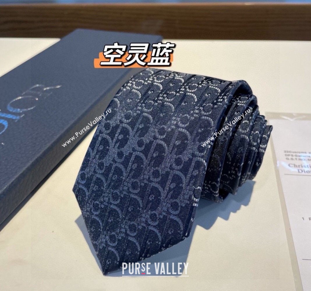 Dior Maxi Oblique Silk Tie Blue 2 2024 030401 (XMN-240304113)