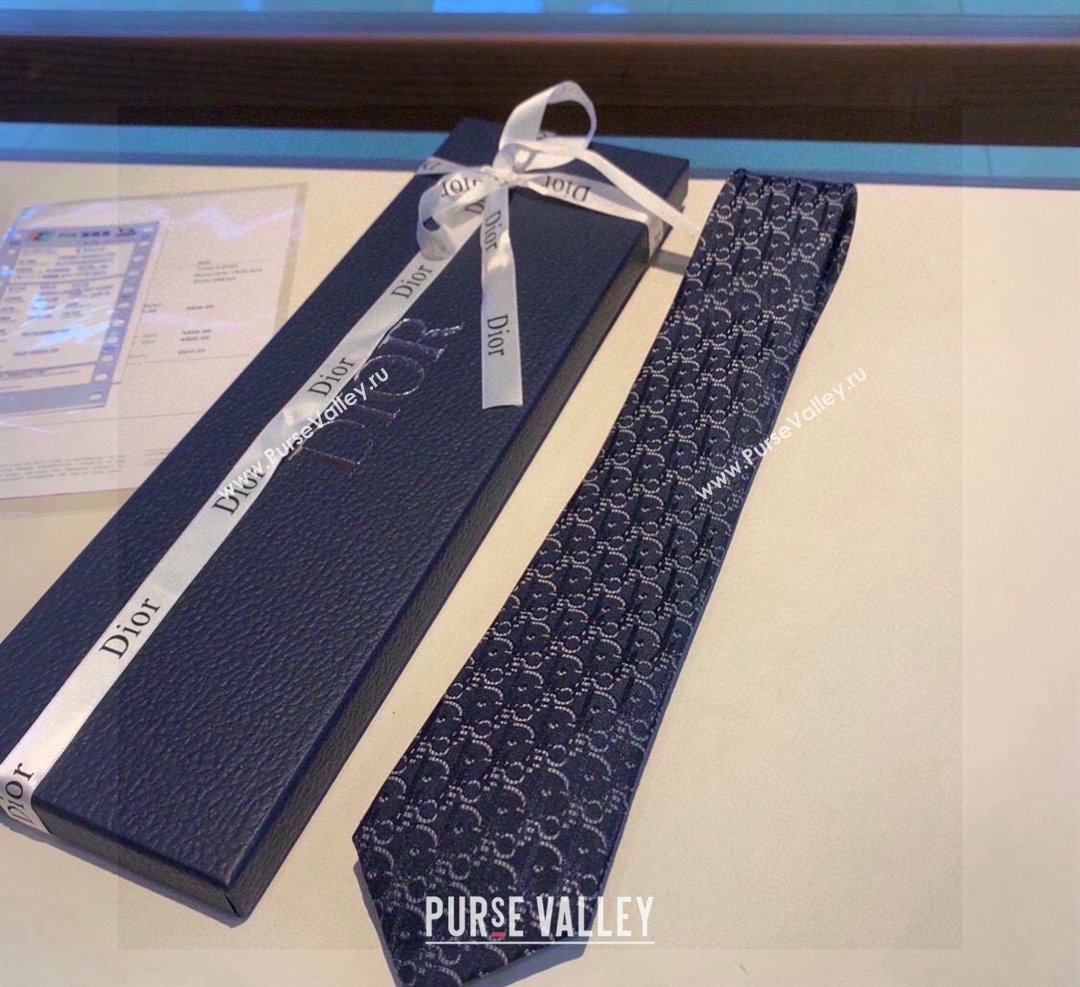 Dior Maxi Oblique Silk Tie Navy Blue 2024 030401 (XMN-240304114)
