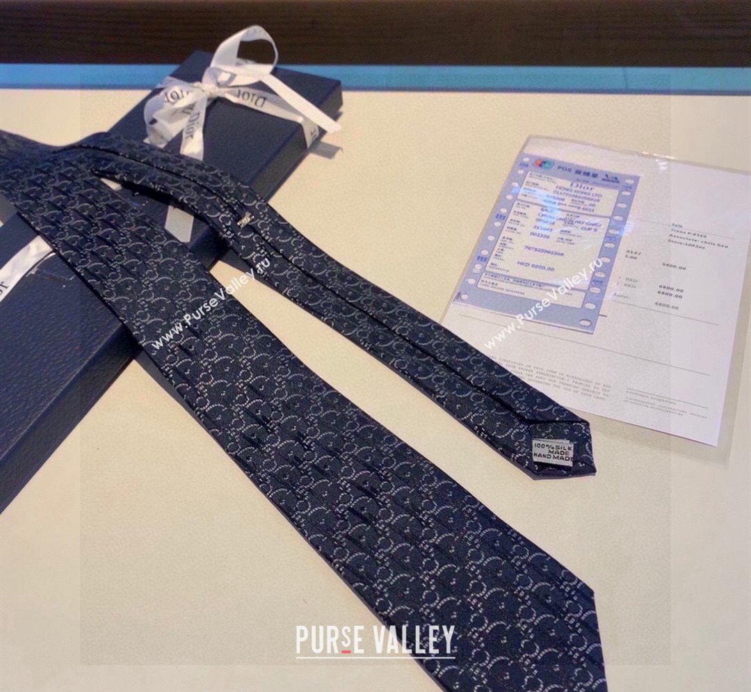 Dior Maxi Oblique Silk Tie Navy Blue 2024 030401 (XMN-240304114)