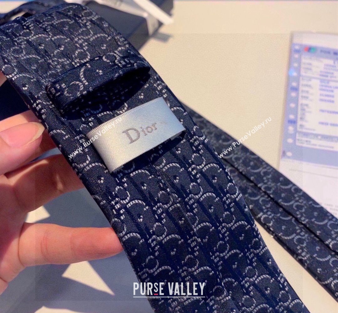 Dior Maxi Oblique Silk Tie Navy Blue 2024 030401 (XMN-240304114)
