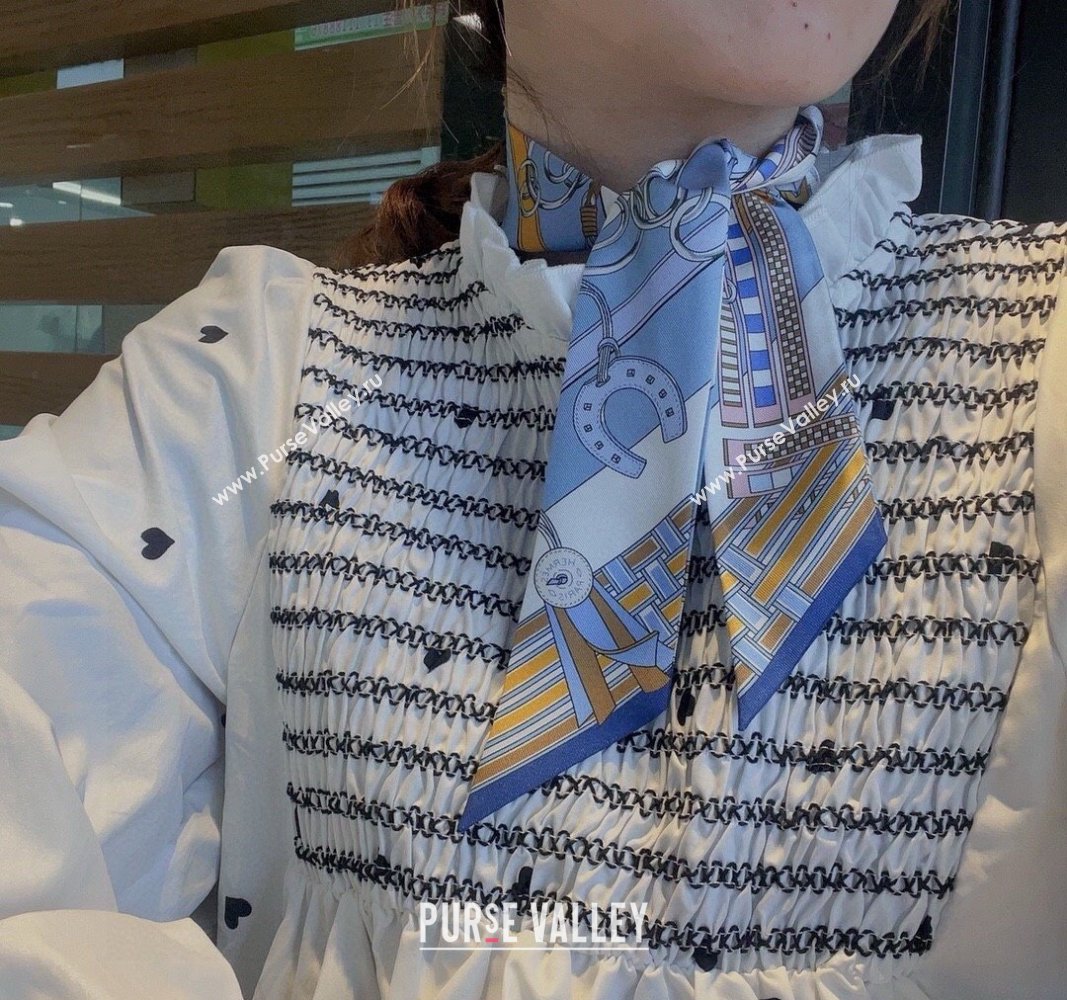 Hermes Silk Bandeau Scarf 5x86cm Navy Blue 2024 0304 (XMN-240304041)