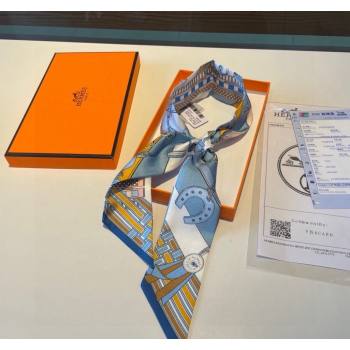 Hermes Silk Bandeau Scarf 5x86cm Navy Blue 2024 0304 (XMN-240304041)