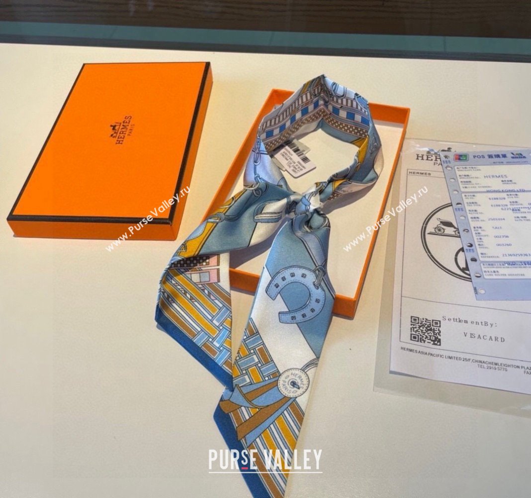 Hermes Silk Bandeau Scarf 5x86cm Navy Blue 2024 0304 (XMN-240304041)