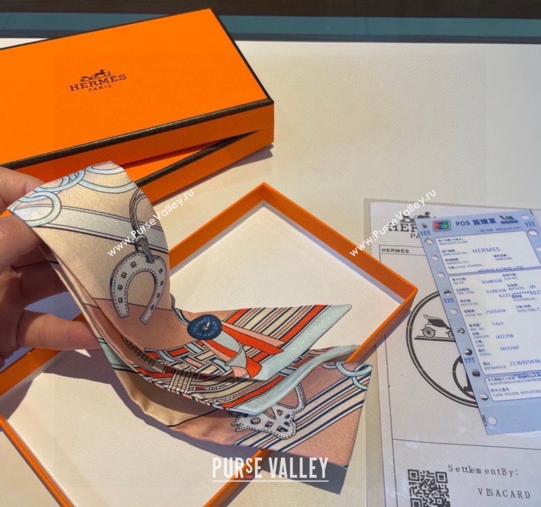 Hermes Silk Bandeau Scarf 5x86cm Light Blue 2024 0304 (XMN-240304042)