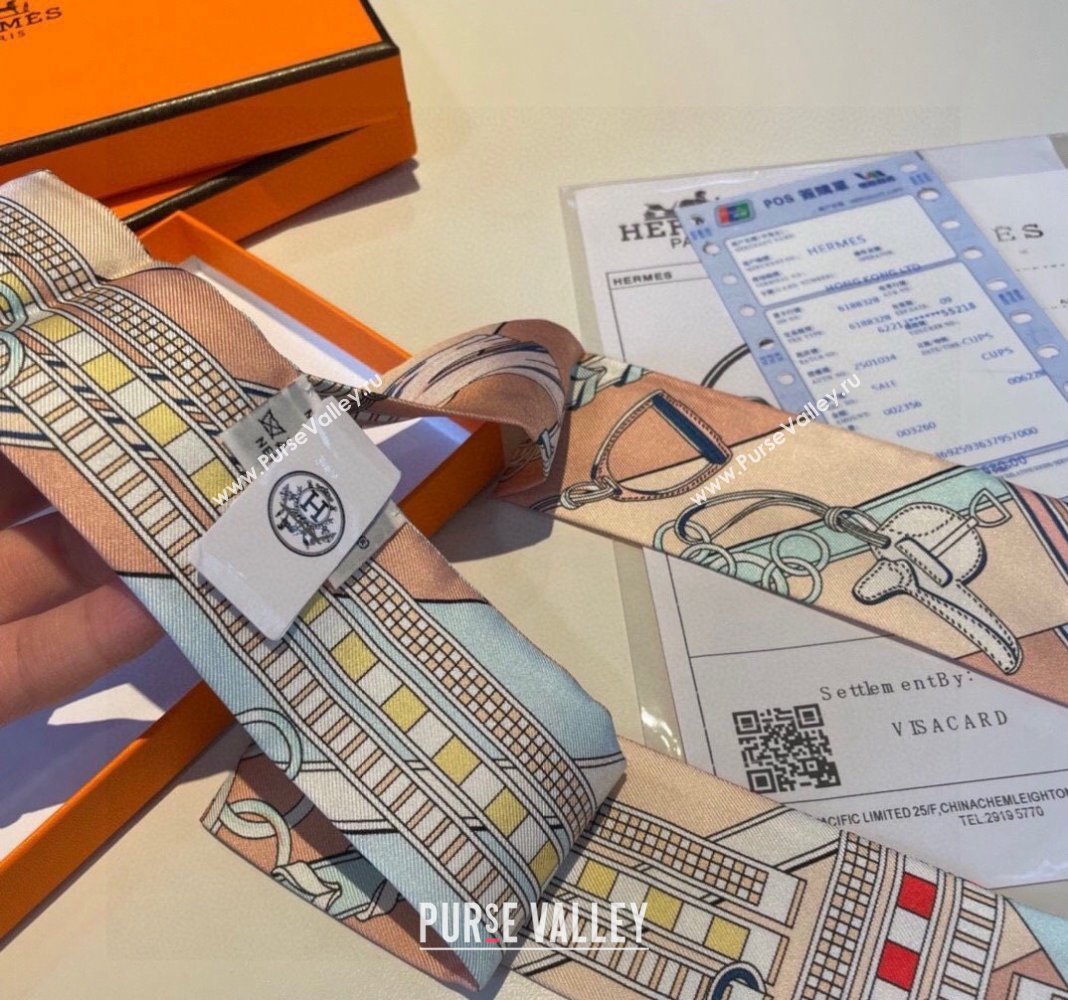 Hermes Silk Bandeau Scarf 5x86cm Light Blue 2024 0304 (XMN-240304042)