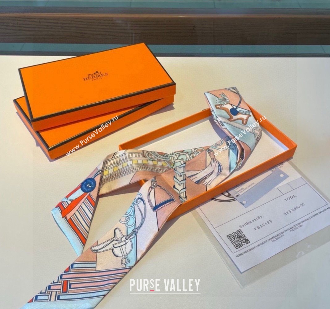 Hermes Silk Bandeau Scarf 5x86cm Light Blue 2024 0304 (XMN-240304042)