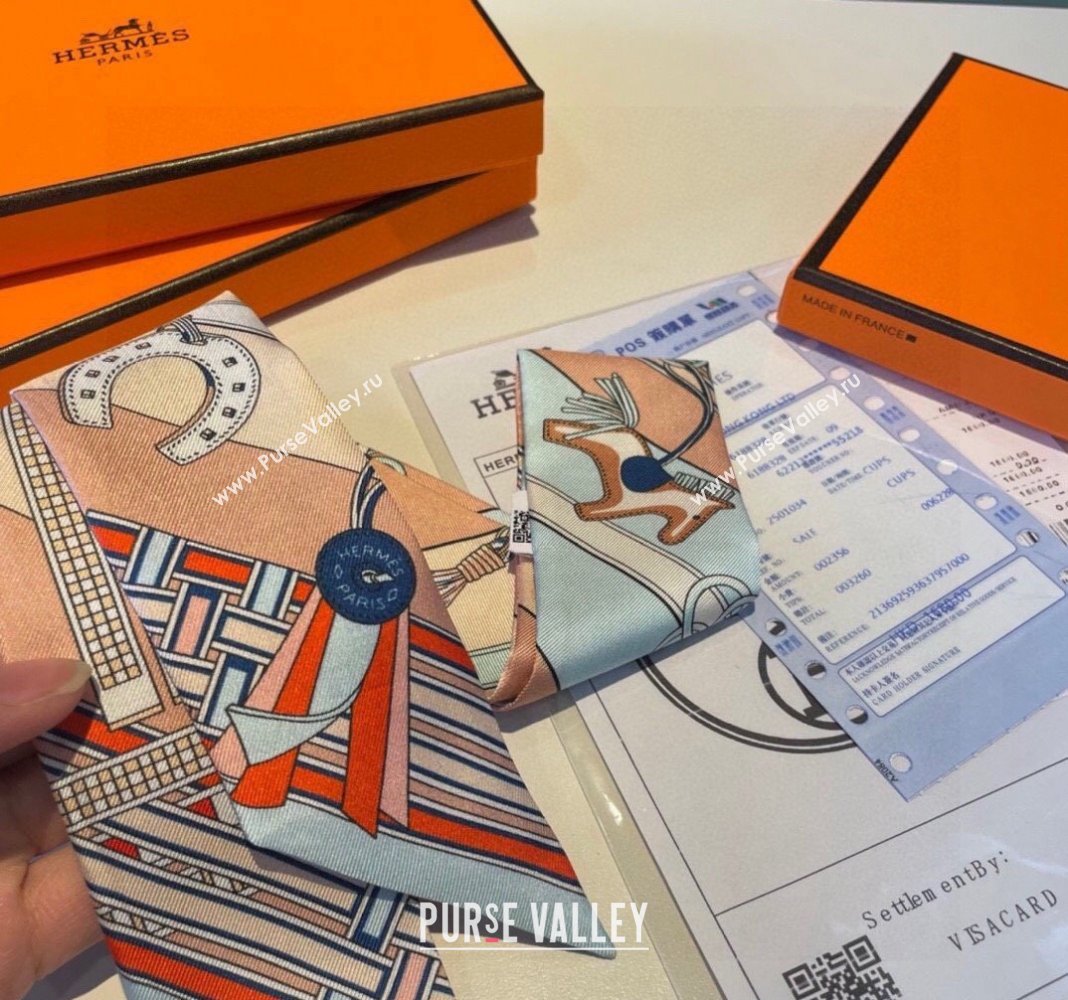 Hermes Silk Bandeau Scarf 5x86cm Light Blue 2024 0304 (XMN-240304042)