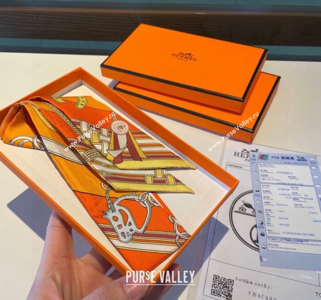 Hermes Silk Bandeau Scarf 5x86cm Yellow 2024 0304 (XMN-240304043)