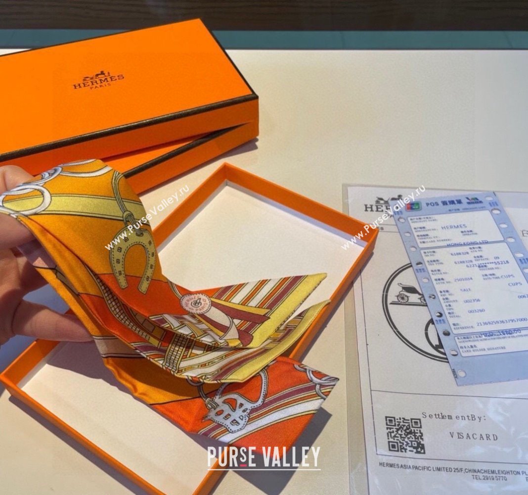 Hermes Silk Bandeau Scarf 5x86cm Yellow 2024 0304 (XMN-240304043)