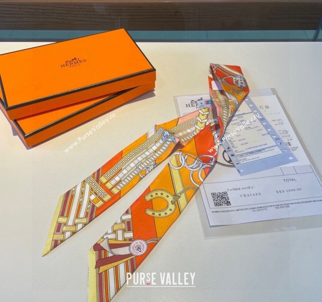 Hermes Silk Bandeau Scarf 5x86cm Yellow 2024 0304 (XMN-240304043)