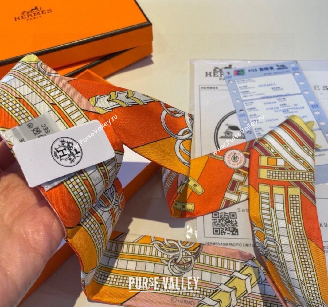 Hermes Silk Bandeau Scarf 5x86cm Yellow 2024 0304 (XMN-240304043)