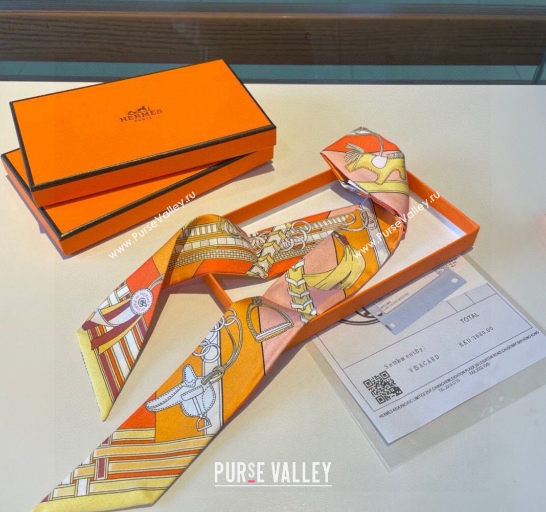 Hermes Silk Bandeau Scarf 5x86cm Yellow 2024 0304 (XMN-240304043)