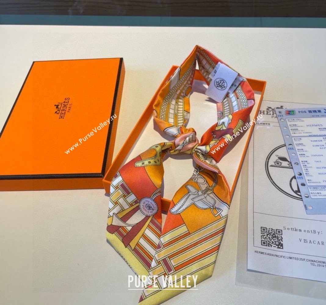 Hermes Silk Bandeau Scarf 5x86cm Yellow 2024 0304 (XMN-240304043)