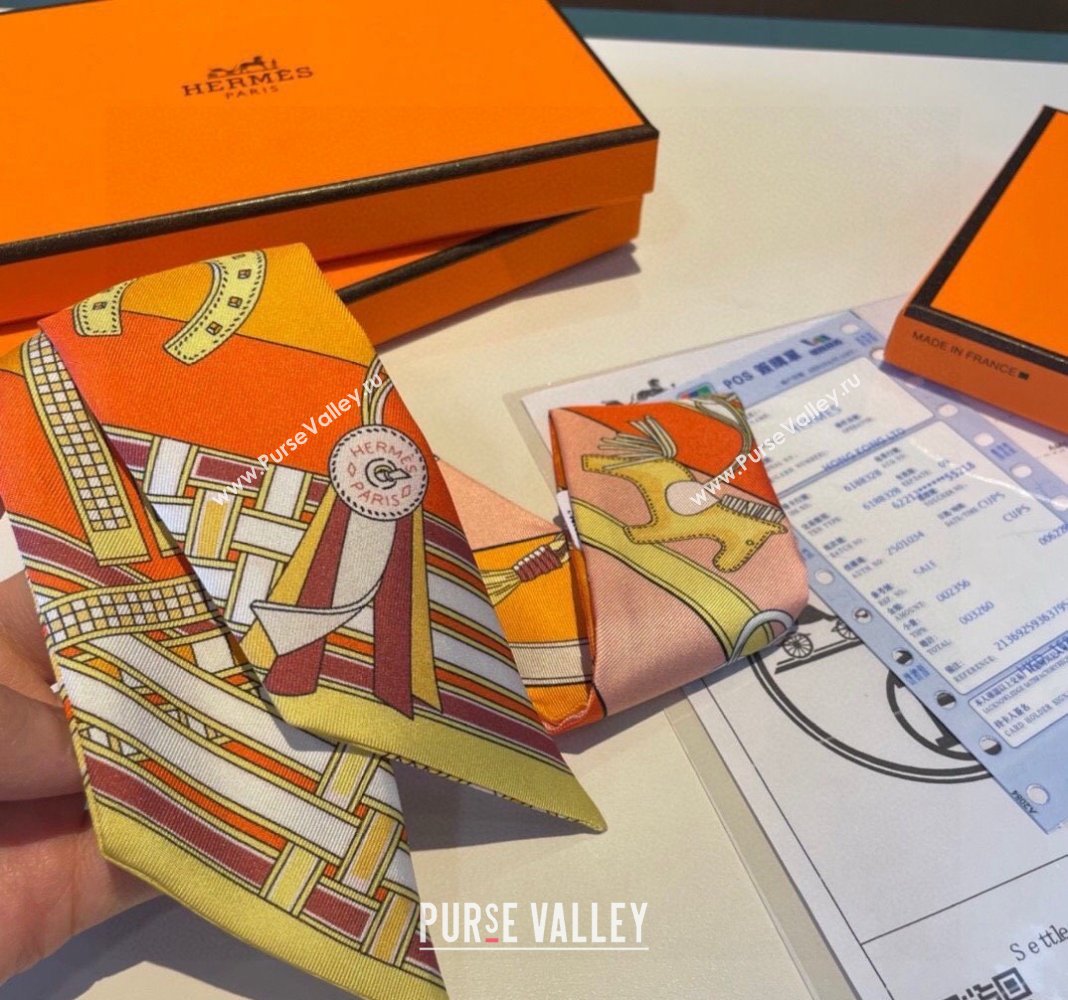 Hermes Silk Bandeau Scarf 5x86cm Yellow 2024 0304 (XMN-240304043)