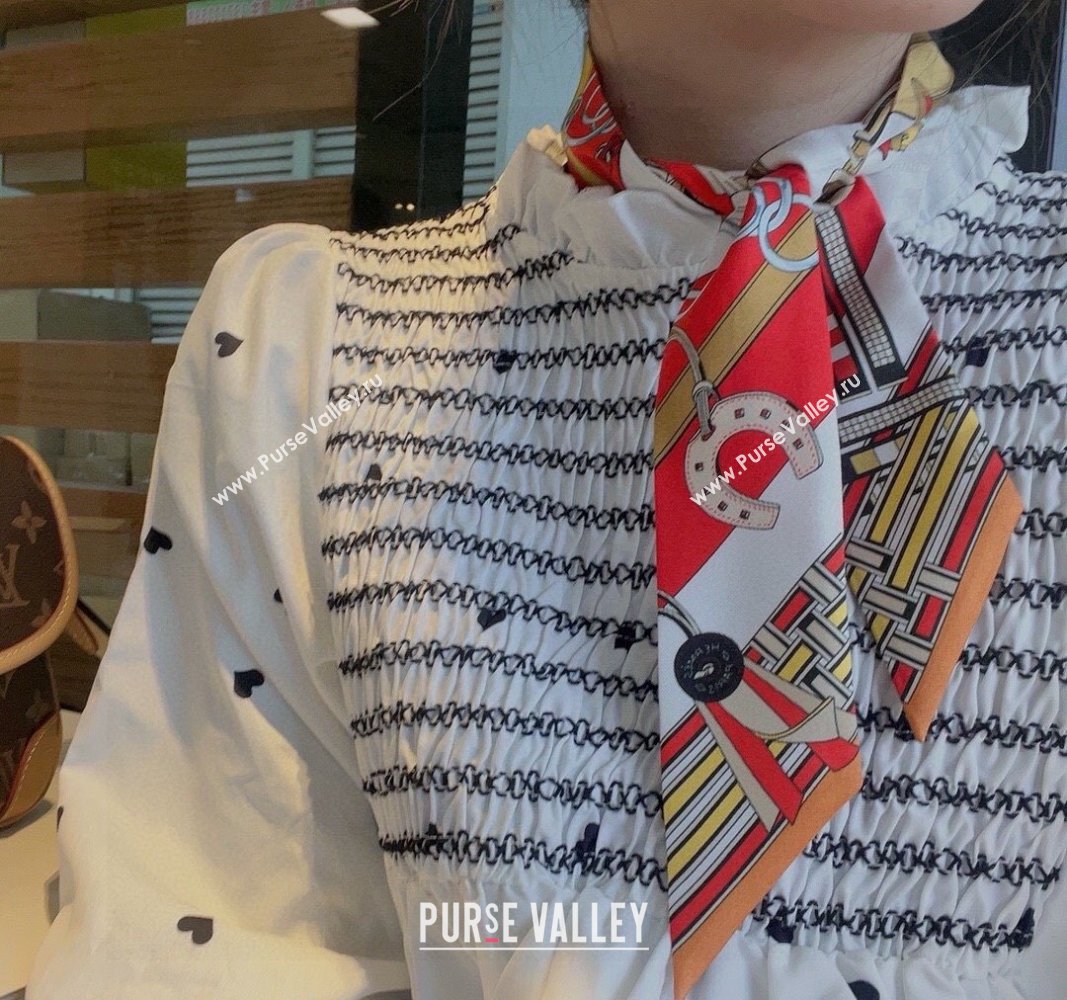 Hermes Silk Bandeau Scarf 5x86cm Orange 2024 0304 (XMN-240304044)