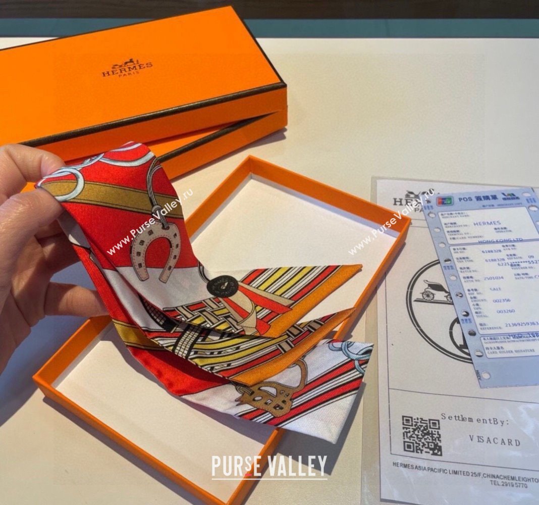 Hermes Silk Bandeau Scarf 5x86cm Orange 2024 0304 (XMN-240304044)