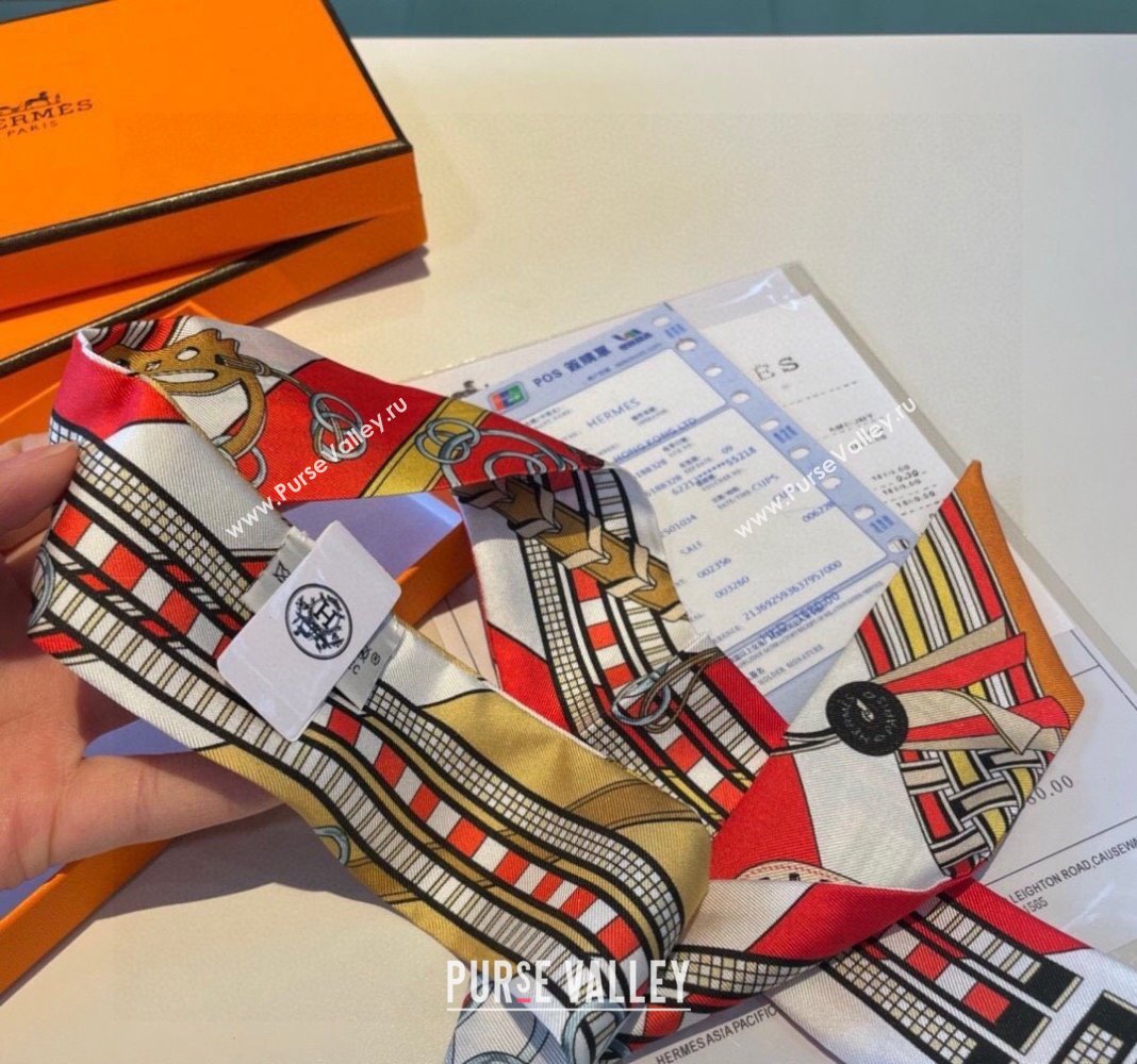 Hermes Silk Bandeau Scarf 5x86cm Orange 2024 0304 (XMN-240304044)