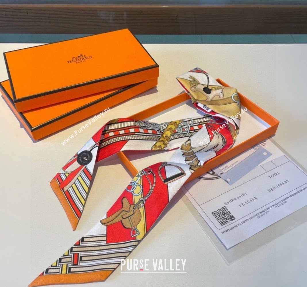 Hermes Silk Bandeau Scarf 5x86cm Orange 2024 0304 (XMN-240304044)