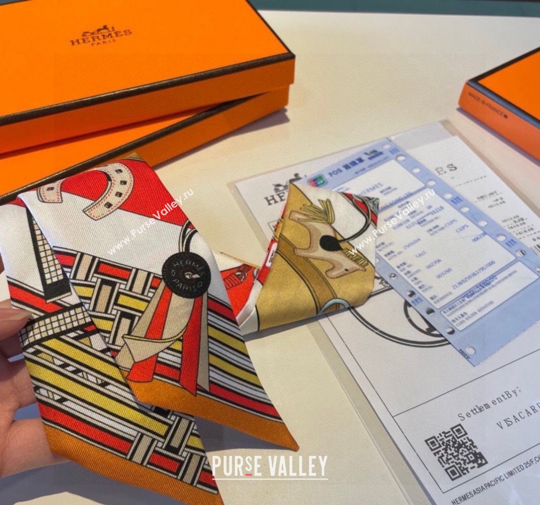 Hermes Silk Bandeau Scarf 5x86cm Orange 2024 0304 (XMN-240304044)
