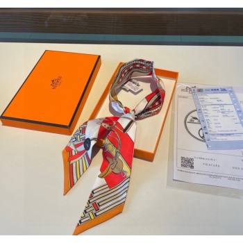 Hermes Silk Bandeau Scarf 5x86cm Orange 2024 0304 (XMN-240304044)