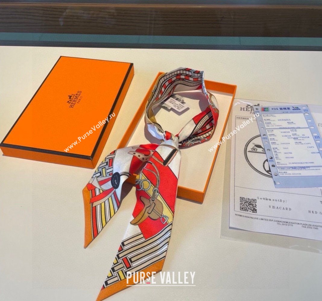 Hermes Silk Bandeau Scarf 5x86cm Orange 2024 0304 (XMN-240304044)