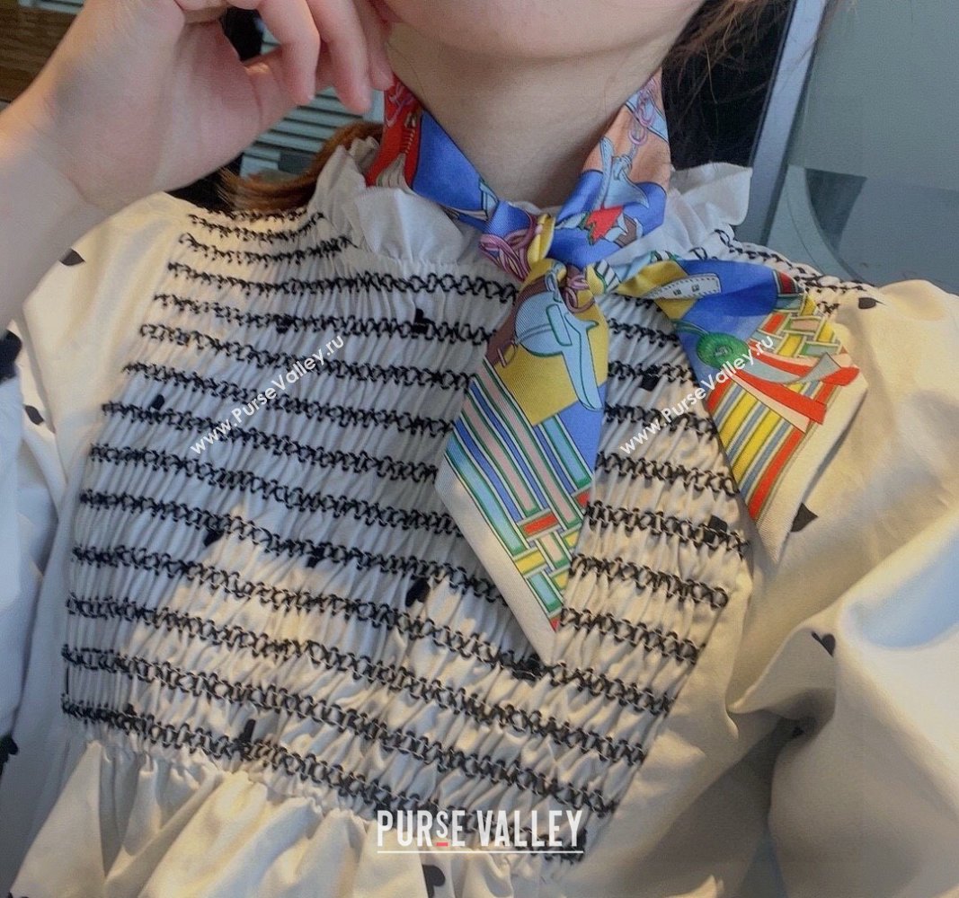 Hermes Silk Bandeau Scarf 5x86cm White 2024 0304 (XMN-240304045)