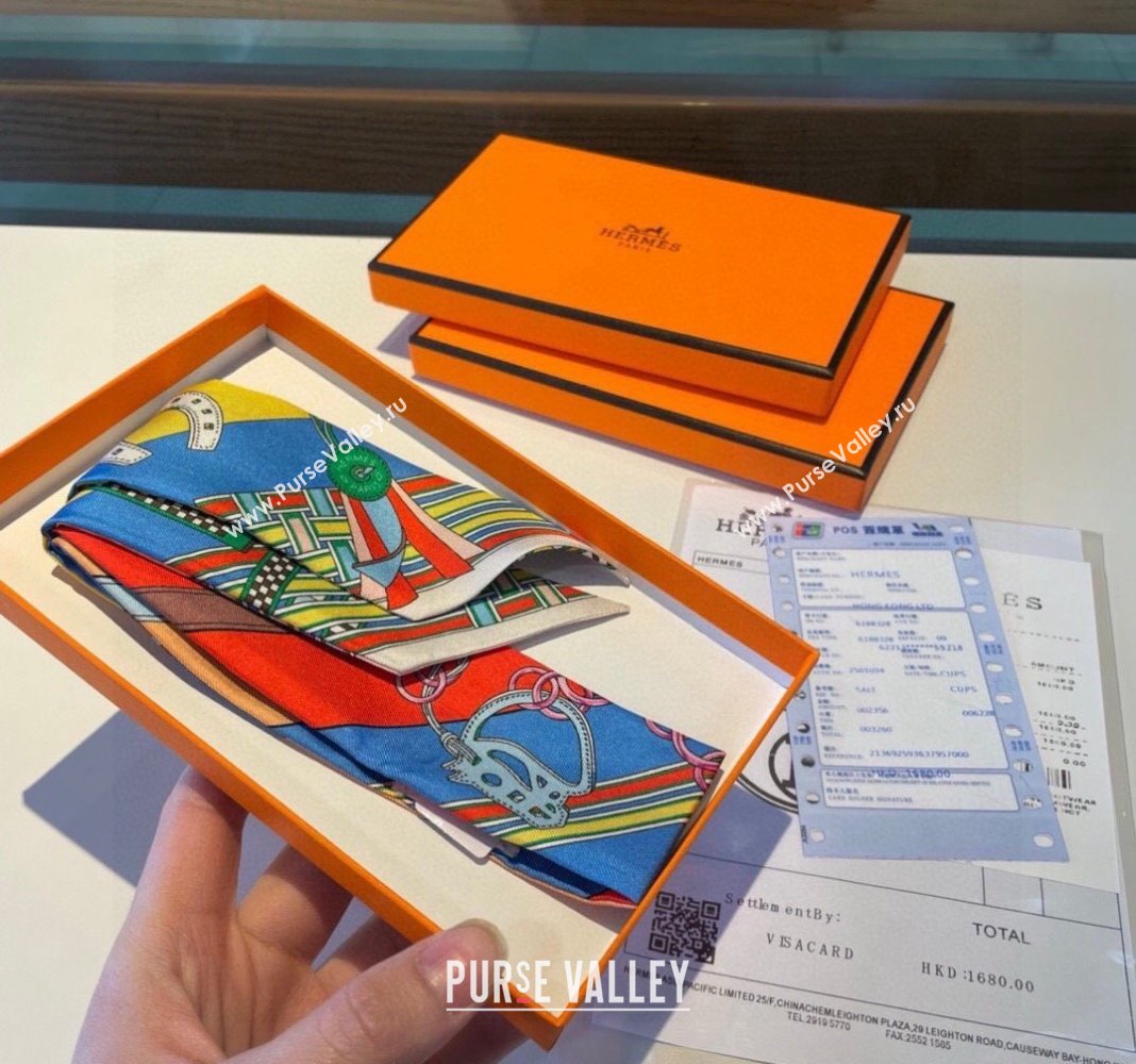 Hermes Silk Bandeau Scarf 5x86cm White 2024 0304 (XMN-240304045)