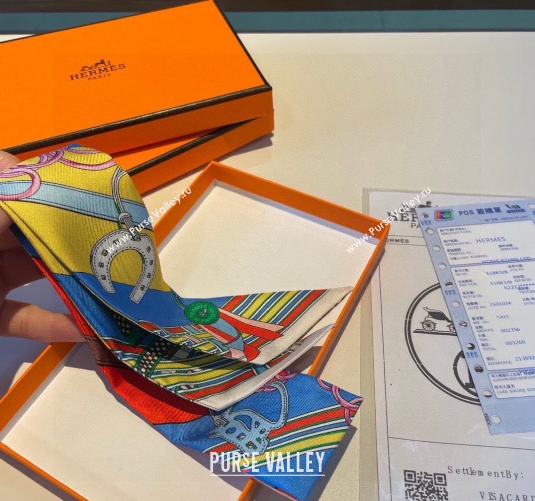 Hermes Silk Bandeau Scarf 5x86cm White 2024 0304 (XMN-240304045)