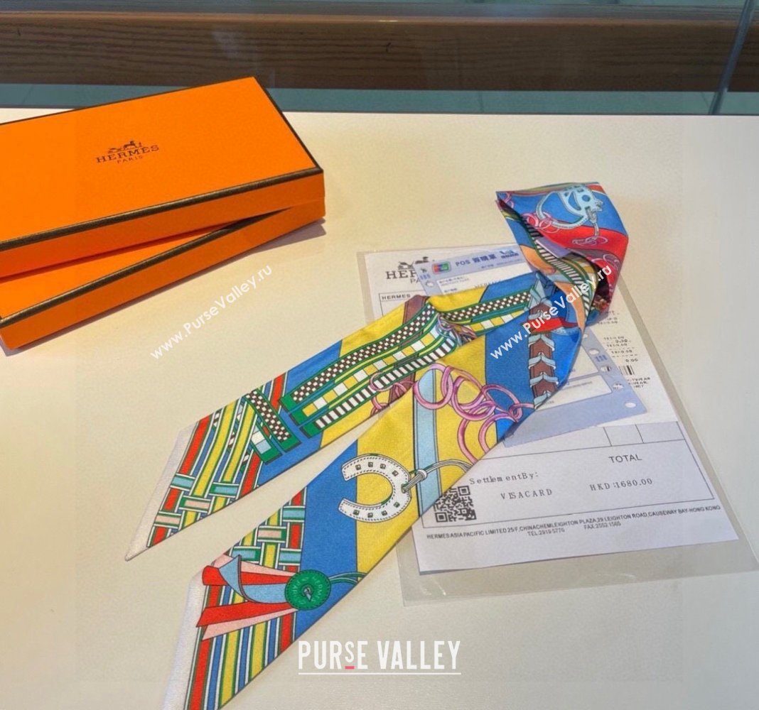 Hermes Silk Bandeau Scarf 5x86cm White 2024 0304 (XMN-240304045)