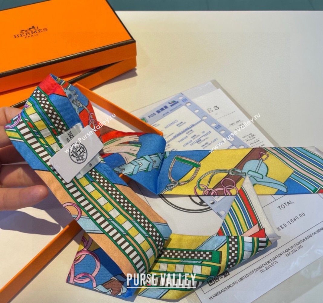 Hermes Silk Bandeau Scarf 5x86cm White 2024 0304 (XMN-240304045)