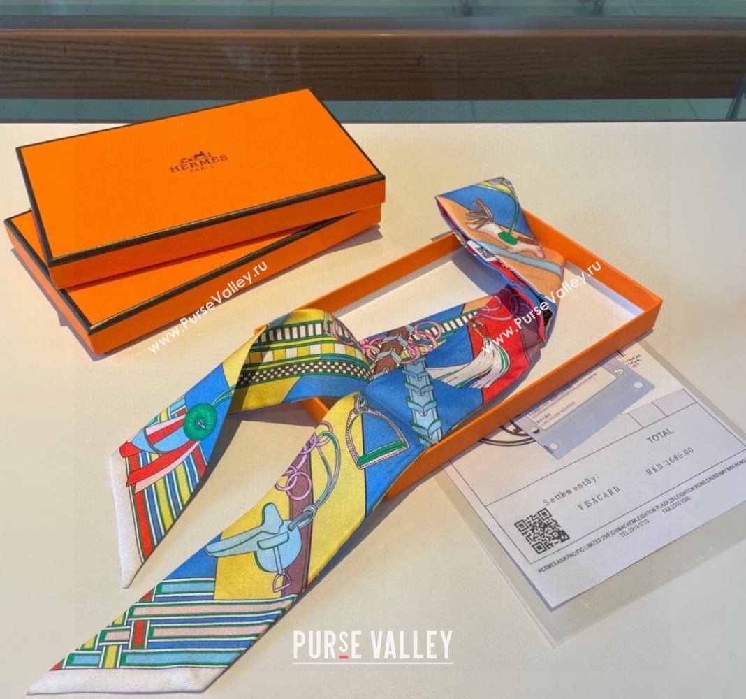 Hermes Silk Bandeau Scarf 5x86cm White 2024 0304 (XMN-240304045)