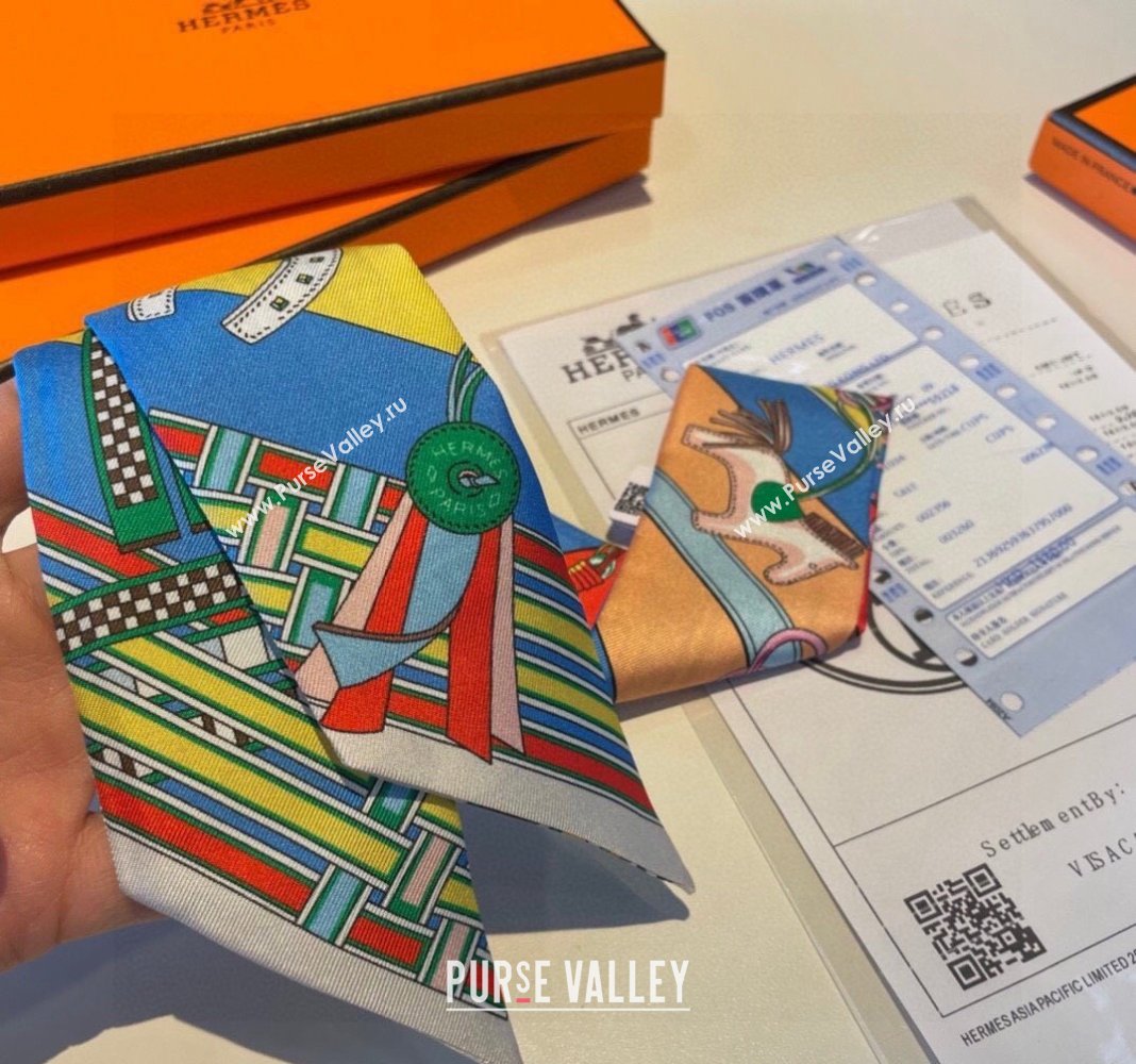 Hermes Silk Bandeau Scarf 5x86cm White 2024 0304 (XMN-240304045)